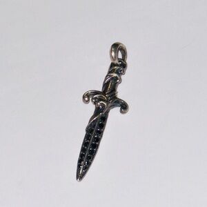 David Yurman Sterling Silver Dagger Pendant with Black Diamonds